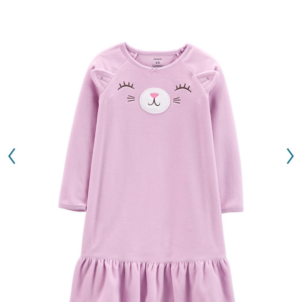 Girl’s CARTERS Pretty Cat Ruffled Fleece Nightgown Size 4/5